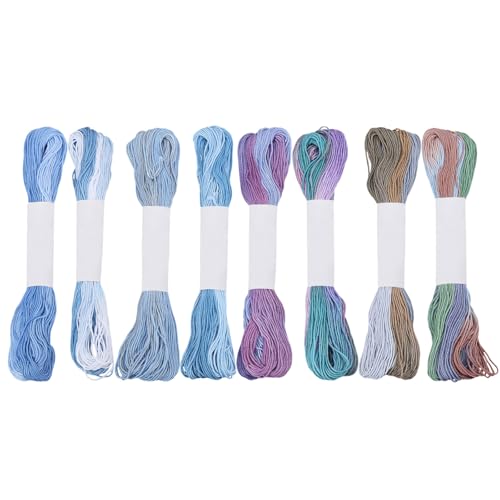 FREEBLOSS Sashiko-Garn, Sashiko-Strang, 8 x 20 m, reine Baumwolle, japanische Nähgarne, Quilten und Sticken, Nähset, 8 blaue gemischte Farben, 8 Stück von FREEBLOSS