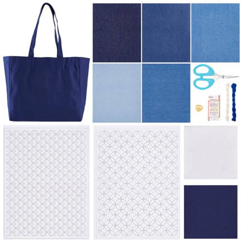 FREEBLOSS Sashiko Set Wasserlösliches Sashiko Schablonen Reparaturset Mit Stabilisatoren Für Sashiko Stickmuster Und Sashiko Fingerhut Sashiko Garn Und Nadeln Zum Handquilten Und Sticken FREEBLOSS Sashiko Set Wasserlösliches Sashiko Schablonen Reparaturset Mit Stabilisatoren Für Sashiko Stickmuster Und Sashiko Fingerhut Sashiko Garn Und Nadeln Zum Handquilten Und Sticken von FREEBLOSS