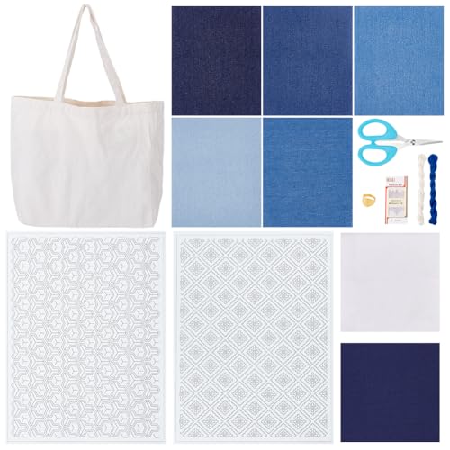 FREEBLOSS Sashiko Set Wasserlösliches Sashiko Schablonen Reparaturset Mit Stabilisatoren Für Sashiko Stickmuster Und Sashiko Fingerhut Sashiko Stoff Sashiko Faden Und Nadeln FREEBLOSS Sashiko Set Wasserlösliches Sashiko Schablonen Reparaturset Mit Stabilisatoren Für Sashiko Stickmuster Und Sashiko Fingerhut Sashiko Stoff Sashiko Faden Und Nadeln von FREEBLOSS
