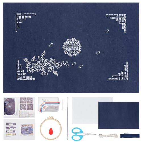 FREEBLOSS Sashiko-Teematten-Set, Sashiko-Set, Stickset Für Anfänger Für Erwachsene, Sashiko-Zubehör Mit Faden Und Nadeln, Handnähset, Japanisches Stickset FREEBLOSS Sashiko-Teematten-Set, Sashiko-Set, Stickset Für Anfänger Für Erwachsene, Sashiko-Zubehör Mit Faden Und Nadeln, Handnähset, Japanisches Stickset von FREEBLOSS