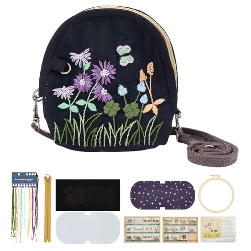 FREEBLOSS Schwarze Stickerei Crossbody Bag Gänseblümchen Stil Stickereiset mit Anleitung 17x15cm Stickrahmen Stickerei Starter Kit für Erwachsene Geburtstagsgeschenk FREEBLOSS Schwarze Stickerei Crossbody Bag Gänseblümchen Stil Stickereiset mit Anleitung 17x15cm Stickrahmen Stickerei Starter Kit für Erwachsene Geburtstagsgeschenk von FREEBLOSS