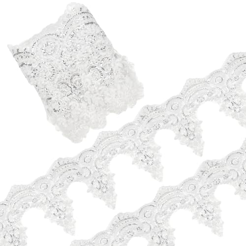 FREEBLOSS Spitzenband mit Pailletten, Perlen, Blumenstickerei, Vintage-Paillettenband, dekorative Borten zum Nähen von Schnürsenkeln, Bänder für Hochzeitskleid, Verzierung, 22,9 cm breit FREEBLOSS Spitzenband mit Pailletten, Perlen, Blumenstickerei, Vintage-Paillettenband, dekorative Borten zum Nähen von Schnürsenkeln, Bänder für Hochzeitskleid, Verzierung, 22,9 cm breit von FREEBLOSS