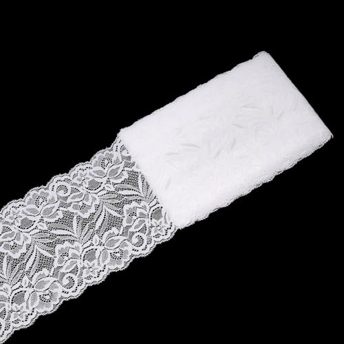 FREEBLOSS Spitzenstoff, elastisch, Blumenmuster, 15 cm breit, Stretchband zum Basteln, Nähen, Heimdekoration, Weiß, 8 Meter FREEBLOSS Spitzenstoff, elastisch, Blumenmuster, 15 cm breit, Stretchband zum Basteln, Nähen, Heimdekoration, Weiß, 8 Meter von FREEBLOSS