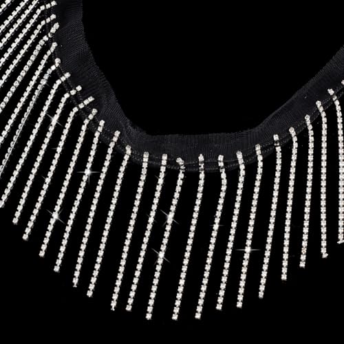 FREEBLOSS Strass-Fransenbordüre, Diamantband, Kristall-Quaste, glitzernde Schmuckkette, Strass, Spitzenbesatz, Brautverzierungen für Hochzeitskleid, 2,5 m FREEBLOSS Strass-Fransenbordüre, Diamantband, Kristall-Quaste, glitzernde Schmuckkette, Strass, Spitzenbesatz, Brautverzierungen für Hochzeitskleid, 2,5 m von FREEBLOSS