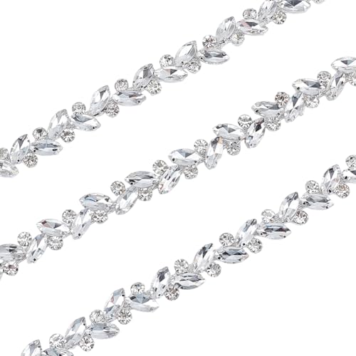 FREEBLOSS Strassverzierung, silberfarbene Schnur, Strass, Blume, Blatt, Kette, Nähen, Bling, Brautverzierungen für Hochzeitskleid, 1,8 cm breit FREEBLOSS Strassverzierung, silberfarbene Schnur, Strass, Blume, Blatt, Kette, Nähen, Bling, Brautverzierungen für Hochzeitskleid, 1,8 cm breit von FREEBLOSS