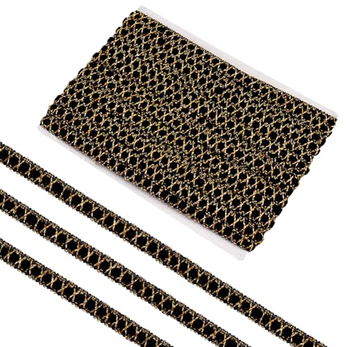 FREEBLOSS Zopfborte aus Wildleder, dekoratives Gurtband für Kleidung, Vorhänge, Lampenschirm, Kostümzubehör, 1,4 cm breit, 13,7 m lang, Schwarz / goldfarben FREEBLOSS Zopfborte aus Wildleder, dekoratives Gurtband für Kleidung, Vorhänge, Lampenschirm, Kostümzubehör, 1,4 cm breit, 13,7 m lang, Schwarz / goldfarben von FREEBLOSS