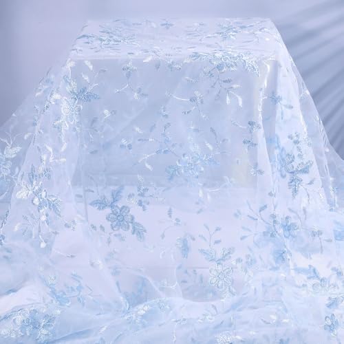FreeBoss Spitzenstoff, bestickt, 3D-Blumenmuster, Stickbänder zum Nähen, Brauttuch, Bastelbedarf, 2,7 m von FREEBLOSS