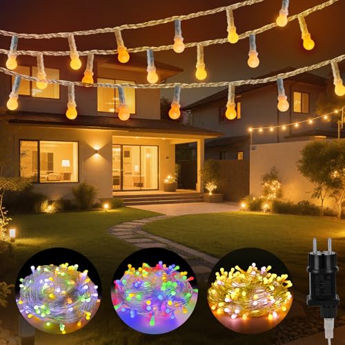 FREMON Lichterkette Außen Strom, 11 Modi lichterkette Außen und Innen, 30M Mehrfarbig und Warmgelb Fairy Lights, LED Lichterkette für Weihnachten, Party, Balkon,Terrassen, Geburtstagsdeko von FREMON