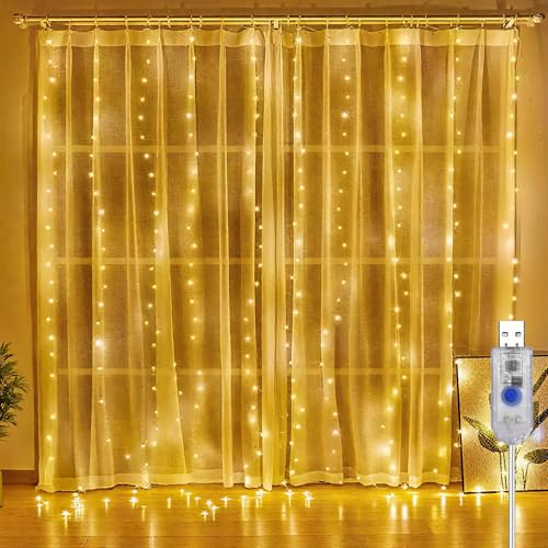FREMON Lichtervorhang, 8 Modi 3X3M Lichterketten Vorhang mit Fernbedienung, IP65 LED Lichterkette USB Außen und Innen für Weihnachten, Wand, Hochzeit, Party,Terrasse, Schlafzimmer Deko FREMON Lichtervorhang, 8 Modi 3X3M Lichterketten Vorhang mit Fernbedienung, IP65 LED Lichterkette USB Außen und Innen für Weihnachten, Wand, Hochzeit, Party,Terrasse, Schlafzimmer Deko von FREMON
