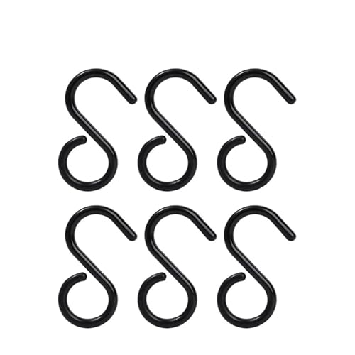 FREOJGU Gardinenhaken 3/6 stücke S Haken Geformt Doppel-Headed Kleiderbügel Winddicht Haushalt Bad Kleiderschrank Schlafzimmer(Black 6pcs,L) von FREOJGU