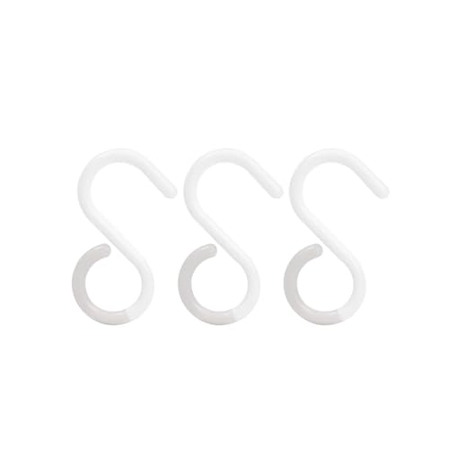 FREOJGU Gardinenhaken 3/6 stücke S Haken Geformt Doppel-Headed Kleiderbügel Winddicht Haushalt Bad Kleiderschrank Schlafzimmer(White 3pcs,S) von FREOJGU