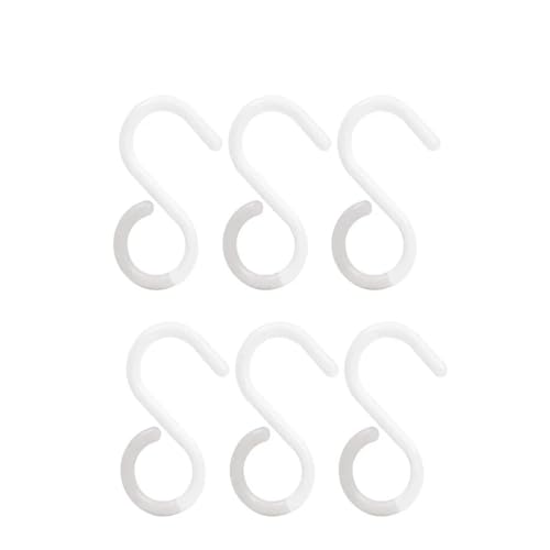 FREOJGU Gardinenhaken 3/6 stücke S Haken Geformt Doppel-Headed Kleiderbügel Winddicht Haushalt Bad Kleiderschrank Schlafzimmer(White 6pcs,S) von FREOJGU