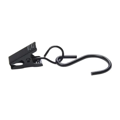 Gardinenhaken 10–50 Stück S-Clip-Kleiderbügel, multifunktionale S-förmige Hängehaken aus Eisen mit Clip for Socken, Hüte, Kochgeschirr, schwarzer Vorhanghakenclip(20PCS) von FREOJGU