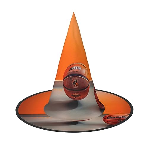 FRESQA Basketball Orange Stilvolle Damen Hexenhut Kostüm für Halloween - Beste Halloween Party Hut von FRESQA
