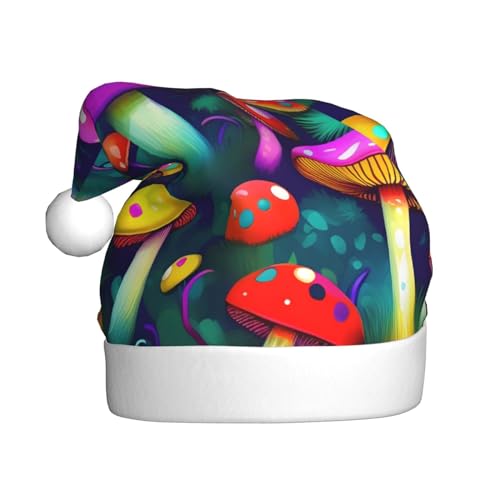 FRESQA Bright Mushrooms Art Erwachsene Plüsch Weihnachtsmütze Saisonale Hut Dekorationen, Für Festliche Partys Und Feiern von FRESQA