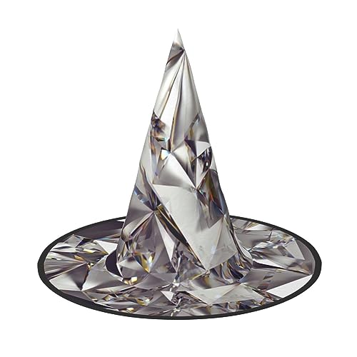 FRESQA Glitzerndes abstraktes Diamant-Kristallmuster, stilvolles Hexenhut für Damen, Kostüm für Halloween, Halloween, Partyhut von FRESQA