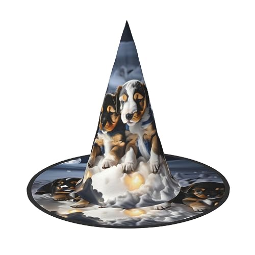 FRESQA Husky Welpen-Hundekostüm für Damen, Hexenhut, Kostüm für Halloween, Halloween, Partyhut von FRESQA
