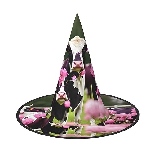 Pinke Blumenshow Lenkerkühe Rinder Stilvoller Frauenhut Kostüm für Halloween, Halloween, Partyhut von FRESQA