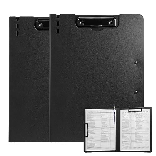 FRETONBA Klemmbrett a4, Schreibmappe 2er Pack Klemmbrett mit deckel, Klemmbrettmappe mit 2 Klemmen, Schreibbrett für Büro/Baustelle/Schule Clipboard Folder Schwarz FRETONBA Klemmbrett a4, Schreibmappe 2er Pack Klemmbrett mit deckel, Klemmbrettmappe mit 2 Klemmen, Schreibbrett für Büro/Baustelle/Schule Clipboard Folder Schwarz von FRETONBA