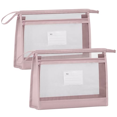 FRETONBA Dokumententasche A4 mit Reißverschluss, Heftebox A4 Schulranzen transparent mesh, Sammelmappen Projektmappen, Umschlag Mappe für Reise Büro Schule, 2 Stück, Rosa FRETONBA Dokumententasche A4 mit Reißverschluss, Heftebox A4 Schulranzen transparent mesh, Sammelmappen Projektmappen, Umschlag Mappe für Reise Büro Schule, 2 Stück, Rosa von FRETONBA