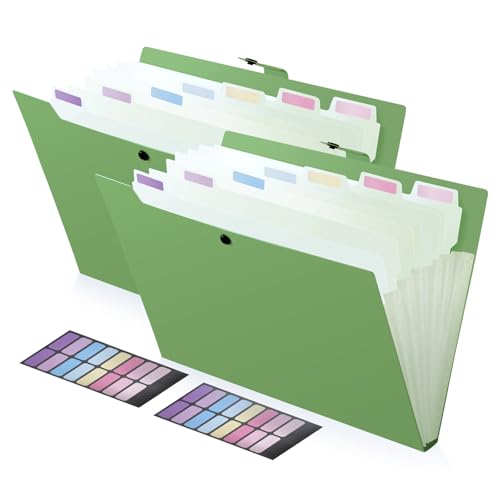 FRETONBA Fächermappe mit 8 Fächern, Akkordeon-Aktenordner mit Etiketten, Briefgröße, Heimschule, Bürobedarf, Grün, 2 Packungen FRETONBA Fächermappe mit 8 Fächern, Akkordeon-Aktenordner mit Etiketten, Briefgröße, Heimschule, Bürobedarf, Grün, 2 Packungen von FRETONBA