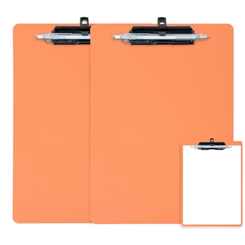 FRETONBA Klemmbrett A4, 2er Klemmbretter mit Stifthalter, Kunststoff Klemmmappe A4, Clipboard zum Aufhängen, Schreibblock für Student und Bürobedarf, Orange FRETONBA Klemmbrett A4, 2er Klemmbretter mit Stifthalter, Kunststoff Klemmmappe A4, Clipboard zum Aufhängen, Schreibblock für Student und Bürobedarf, Orange von FRETONBA