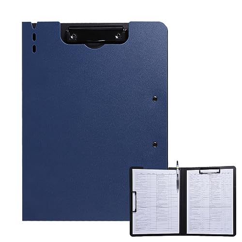 FRETONBA Klemmbrett A4, Kunststoff Ordner Foldover Clip Boards Klemmbrett mit Deckel Klemmbrettmappe, Leichtes Zwischenablage für Schule/Industrie/Büro (Blau) von FRETONBA