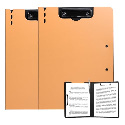 FRETONBA Klemmbrett a4, Schreibmappe 2er Pack Klemmbrett mit deckel, Klemmbrettmappe mit 2 Klemmen, Schreibbrett für Büro/Baustelle/Schule Clipboard Folder, Orange FRETONBA Klemmbrett a4, Schreibmappe 2er Pack Klemmbrett mit deckel, Klemmbrettmappe mit 2 Klemmen, Schreibbrett für Büro/Baustelle/Schule Clipboard Folder, Orange von FRETONBA