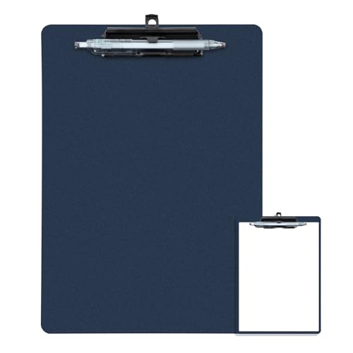 FRETONBA Klemmbrett mit Stifthalter, Kunststoff-Klemmbrett mit flachem Metallclip, hängende Klemmbretter für 21,6 x 27,9 cm große Papiere, Standard-A4-Klemmbretter für Büros und Schule, Blau von FRETONBA