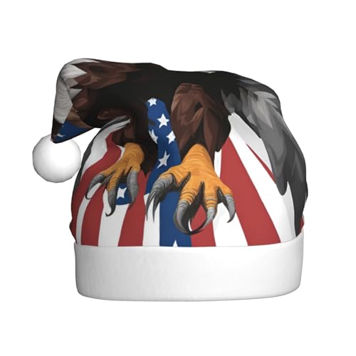 FRGMNT Adler mit USA-Flaggen-Aufdruck, Weihnachtsmütze, Unisex, Samt, Weihnachtsmütze, Weihnachtsmannmütze, Erwachsene für Damen und Herren, Urlaubsparty von FRGMNT