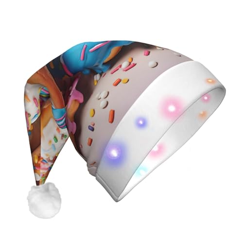 FRGMNT Weihnachtsmütze mit LED-Beleuchtung, drei Blinkmodi, perfekt für Feiertage, Partys und Feiern. Donuts von FRGMNT