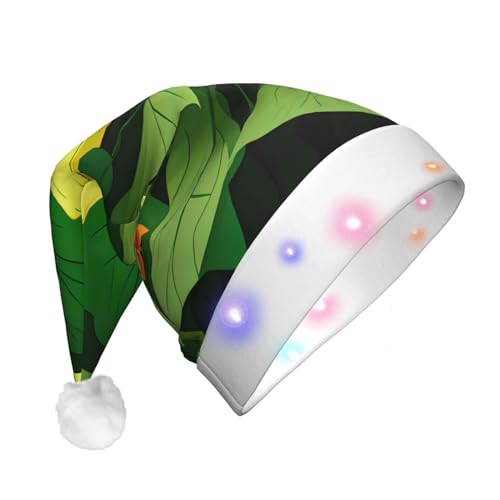 FRGMNT Weihnachtsmütze mit LED-Beleuchtung, drei Blinkmodi, perfekt für Feiertage, Partys und Feiern. Tropisches Bananenblatt von FRGMNT
