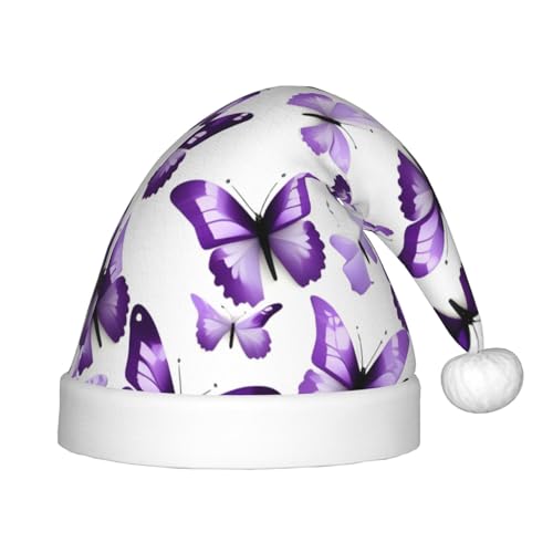 FRGMNT Weihnachtsmütze mit Schmetterlings-Aufdruck, für Kinder, Weihnachtsmütze, Weihnachtsmütze für Jungen, Mädchen, Kinder, Party-Weihnachtsmütze, Weiß / Lila FRGMNT Weihnachtsmütze mit Schmetterlings-Aufdruck, für Kinder, Weihnachtsmütze, Weihnachtsmütze für Jungen, Mädchen, Kinder, Party-Weihnachtsmütze, Weiß / Lila von FRGMNT