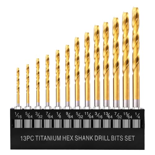 FRIDEE Sechskantschaftbohrer-Set (13-teiliges Set), Premium-Titan-Schlag-Sechskantbohrer für Holz und Kunststoff, Schnellwechsel (1/16 Zoll bis 1/4 Zoll) von FRIDEE