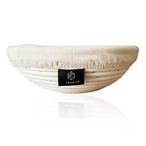 Gärkorb zum Brotbacken Brotbackform Gärkorb aus Rattan/Peddigrohr - rund 25cm (ca. 1kg Brotteig) von FRIHET