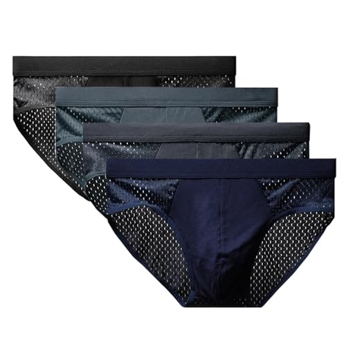 FRINZA Atmungsaktive Baumwollunterwäsche für Herren Herrenunterwäsche, dünn, atmungsaktiv, dreieckig, for Herren, Slip aus Eisseide, Netzstoff, sexy, quadratische Eckhose for Herrenshorts(XL) von FRINZA