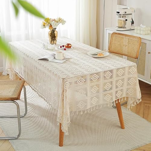 FRINZA Spitzen-esstischdecke Idyllische handgehäkelte Esstisch Tuch aus Baumwolle, gewebt, ausgehöhlte Esstisch Tuch, Hintergrundtuch for Shooting-Requisiten, Gitter(D,85x85cm) von FRINZA