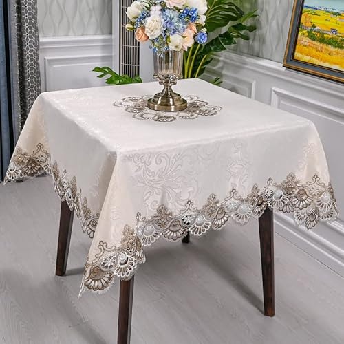FRINZA Spitzen-esstischdecke Spitze Tee Esstisch Tuch Europäische Quadratische Esstisch Tuch Quadratische Esstisch Tuch Kunststoff Tischwäsche Quadratischer Tisch Mahjong Tuch Handtuch(B,83 * 83cm) von FRINZA