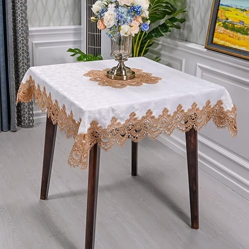 FRINZA Spitzen-esstischdecke Spitze Tee Esstisch Tuch Europäische Quadratische Esstisch Tuch Quadratische Esstisch Tuch Kunststoff Tischwäsche Quadratischer Tisch Mahjong Tuch Handtuch(D,83 * 83cm) von FRINZA