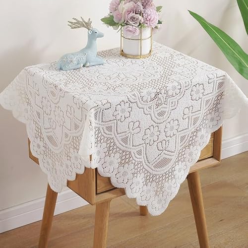 FRINZA Spitzen-esstischdecke Spitzen-Tischdecke, Retro-Mesh-Tischdecke, rechteckig, Esstisch Tuch, Fotohintergrund, Stoff, Bankett, Hochzeit, Party, Heimdekoration(S1 Table Cloth,120x120cm) von FRINZA