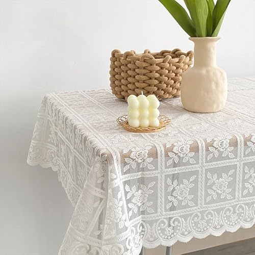 FRINZA Spitzen-esstischdecke Spitzen-Tischdecke, Retro-Mesh-Tischdecke, rechteckig, Esstisch Tuch, Fotohintergrund, Stoff, Bankett, Hochzeit, Party, Heimdekoration(S2 Table Cloth,120x120cm) von FRINZA
