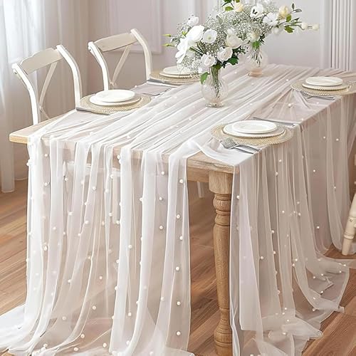 FRINZA Spitzen-esstischdecke Tischläufer Stoff Hochzeitsdekoration Esstisch Dekoration Braut Party Perlengarn Tüll Esstisch Tuch Party Rechteckige Tischabdeckung(Nero,75x200cm) von FRINZA