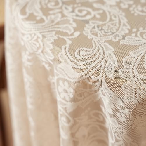 Spitzen-esstischdecke Esstisch Tuch mit Spitze im französischen Stil, beige, Landhausstil, for Wohnzimmer, Schlafzimmer, Esstisch im Freien, dekorative Abdeckung(140x100cm) von FRINZA