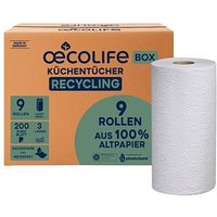 oecolife Küchenrollen OECOLIFE 3-lagig, 9 Rollen von oecolife