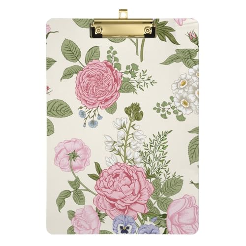 Acryl-Klemmbretter mit Blumen-Motiv, mit Metallclip, Kunststoff-Klemmbrett, Standard-A4, Briefgröße, 31,8 x 22,9 cm, für Studenten, Krankenschwestern, Büro, Klassenzimmer, Büro Acryl-Klemmbretter mit Blumen-Motiv, mit Metallclip, Kunststoff-Klemmbrett, Standard-A4, Briefgröße, 31,8 x 22,9 cm, für Studenten, Krankenschwestern, Büro, Klassenzimmer, Büro von FRODOTGV