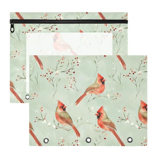 Aesthetic Northern Birds Bindertaschen mit Reißverschluss, 3 Löcher, Tasche für 3 Ringe, 2 Stück, Studenten, Klassenzimmer von FRODOTGV