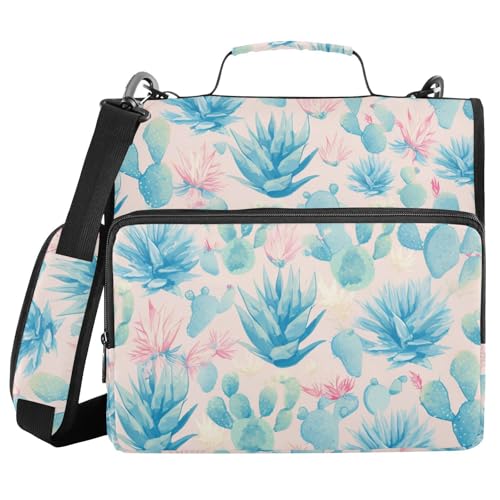 Aktenordner, Organizer mit 3 Ringen, mit Griff und abnehmbarem Schultergurt, mehrere Taschen, tragbares Portfolio für Büro, Schule, Hellblau von FRODOTGV