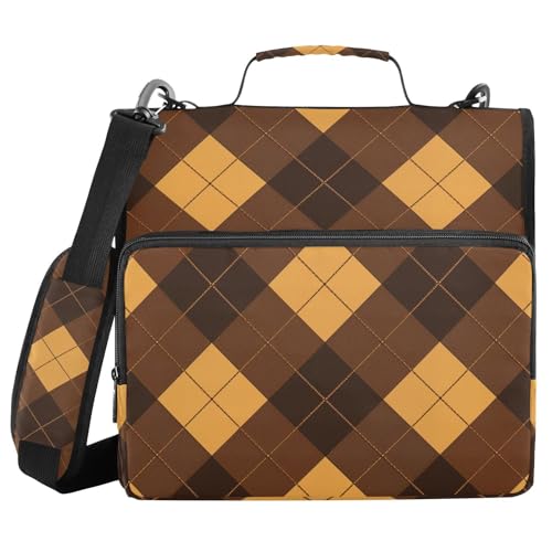Aktenordner mit 3 Ringen, 3,8 cm, mit extra Taschen und Schultergurt, mehrere Taschen, Dokumentenmappe, Organizer für Mittelschule, Gelb / Braun Aktenordner mit 3 Ringen, 3,8 cm, mit extra Taschen und Schultergurt, mehrere Taschen, Dokumentenmappe, Organizer für Mittelschule, Gelb / Braun von FRODOTGV