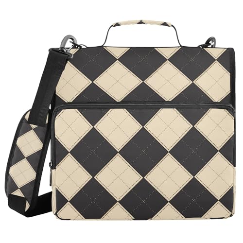 Aktenordner mit 3 Ringen, Reißverschluss, mit Griff, für Büro, Schule, Schwarz / Beige Aktenordner mit 3 Ringen, Reißverschluss, mit Griff, für Büro, Schule, Schwarz / Beige von FRODOTGV