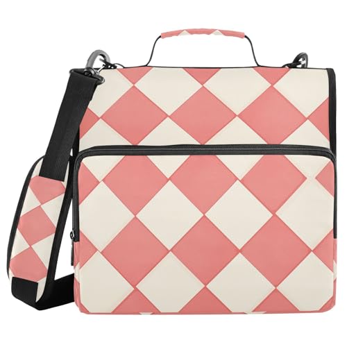 Aktenordner mit 3 Ringen, Reißverschluss, mit Griff, mehrere Taschen, Portfolio-Organizer, geeignet für Mittelschule, Hellkorallenrot von FRODOTGV
